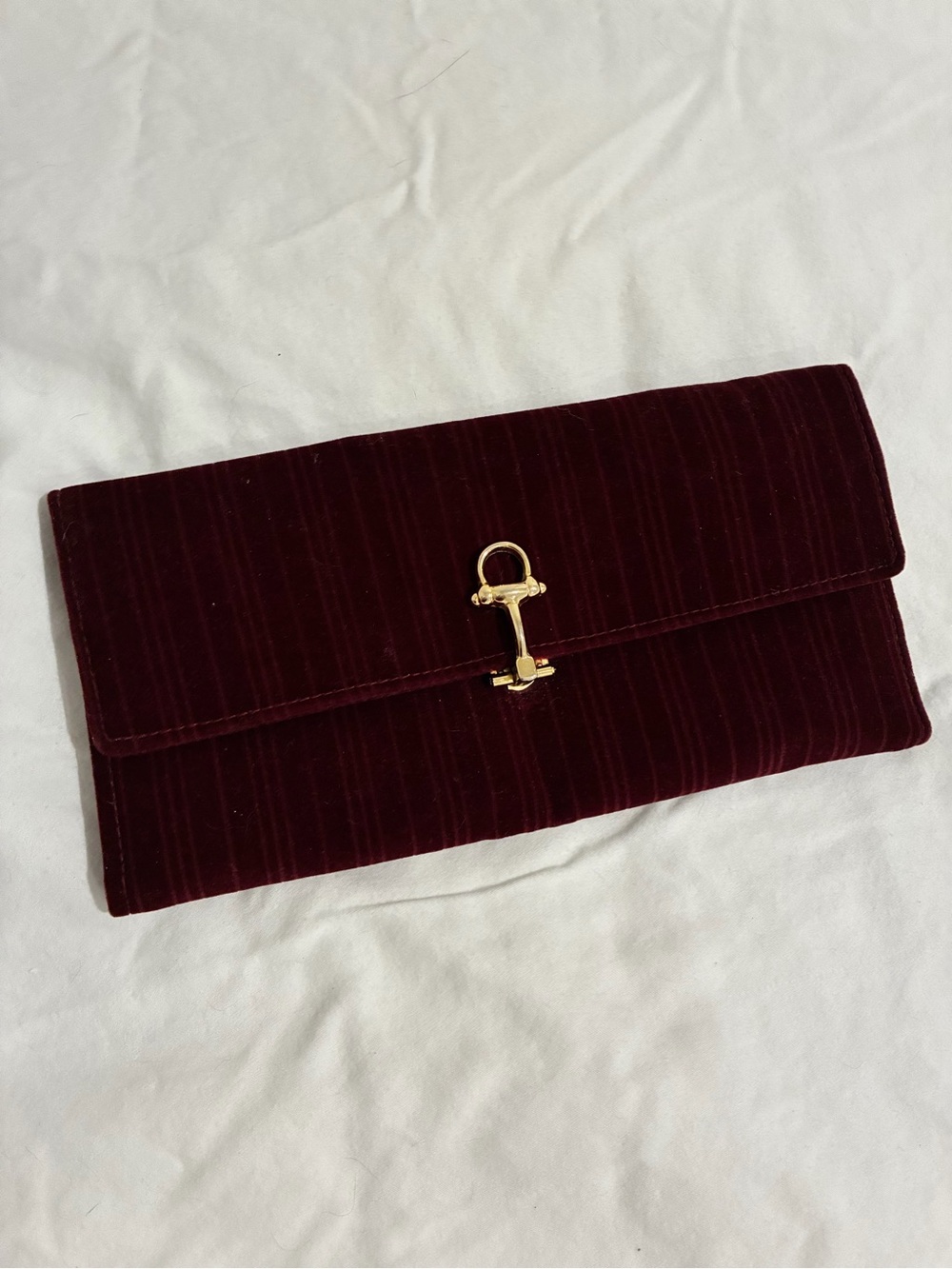 Rare Vintage Lancetti Italy Wine Red Velvet Gold Horsebit Evening Bag Clutch - Picture 5 of 11